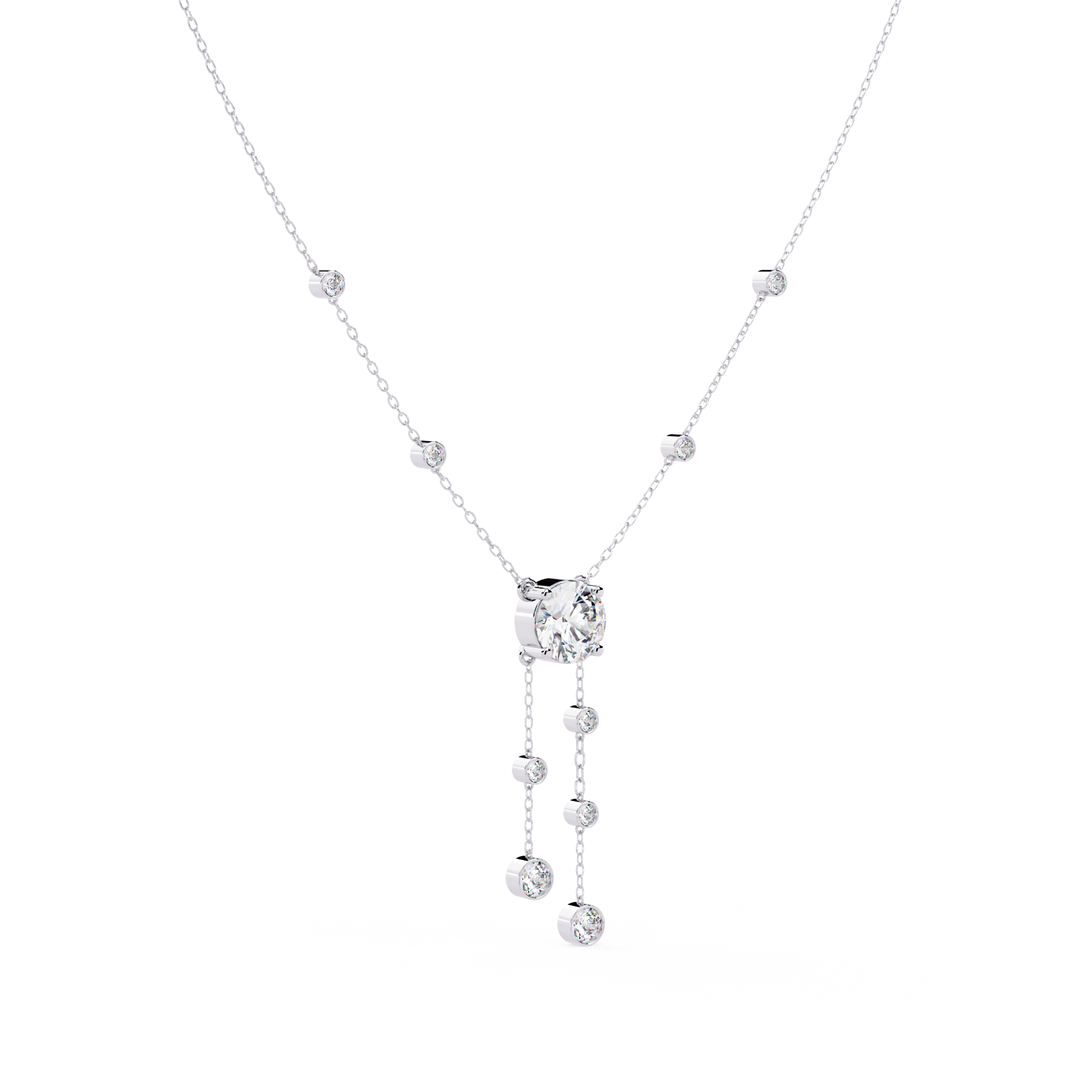 Solitairekart 0.66ct Cascading Natural Diamond Solitaire Necklace-HI Color, VS-SI Clarity